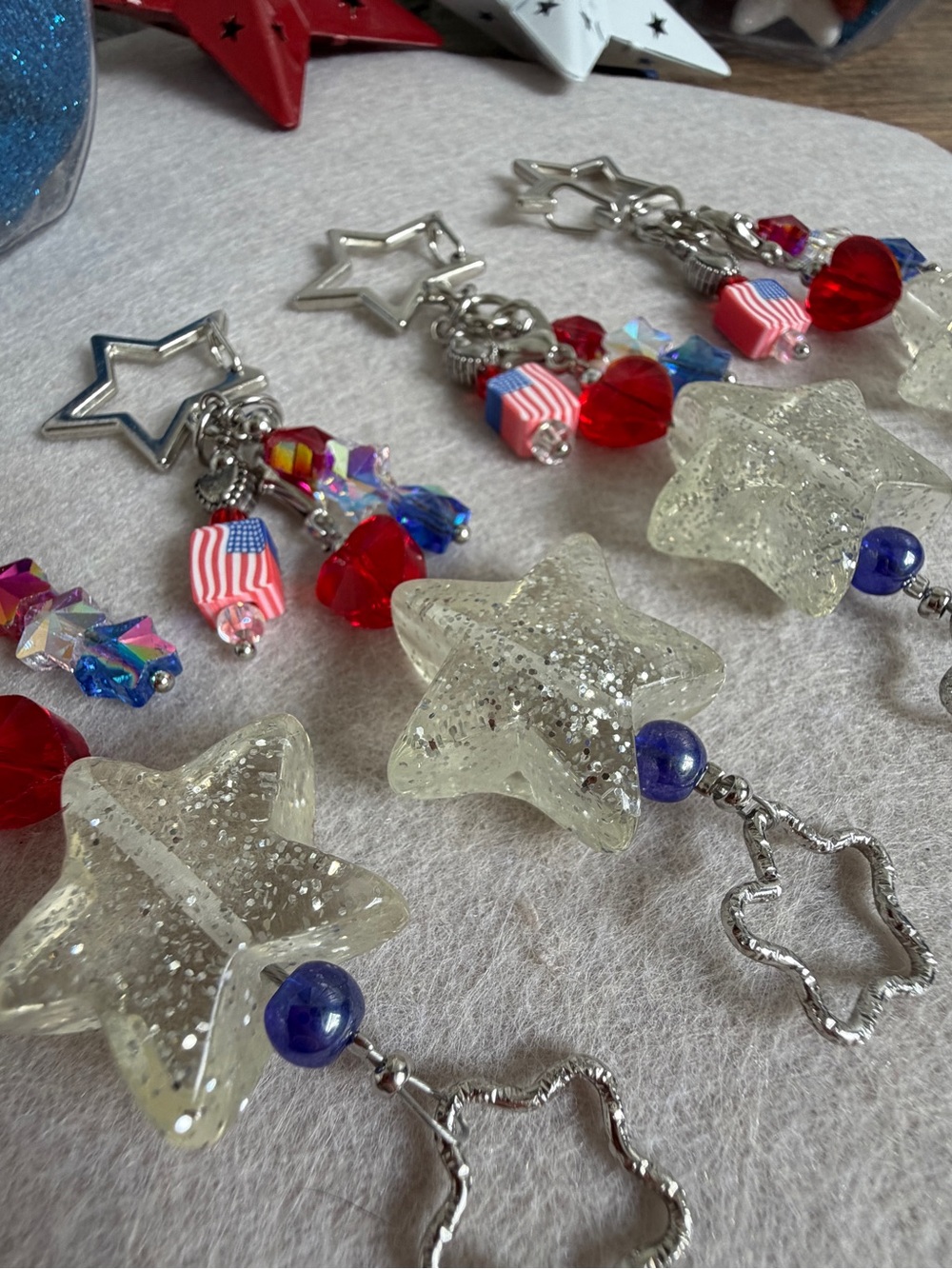 Handmade America 250 Stars & Stripes Keychain Bag Charm with Star – Unisex
